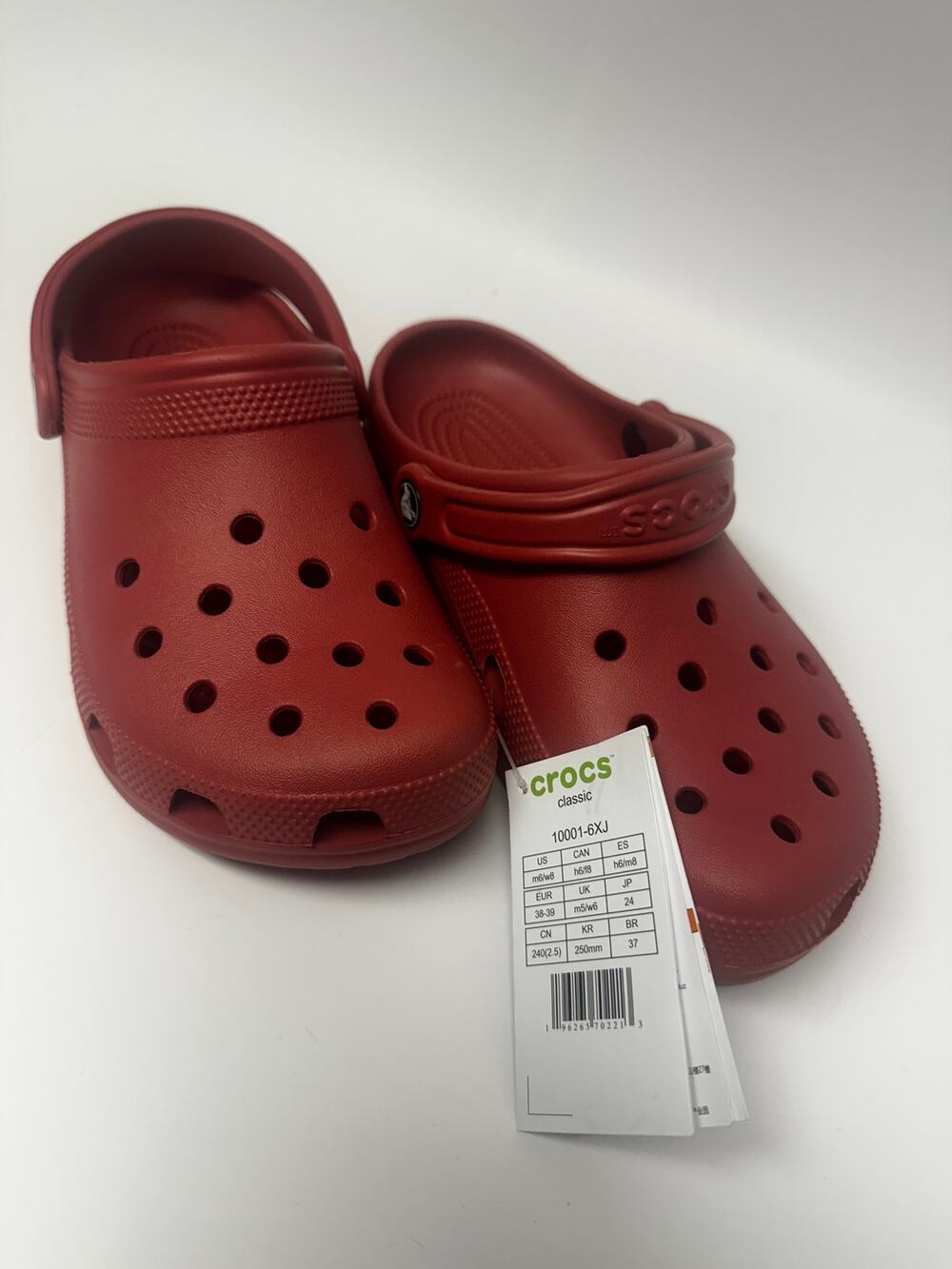Crocs Classic Clog Womens 8 Mens 6 Red Clay Slip On Comfort Shoes NWT